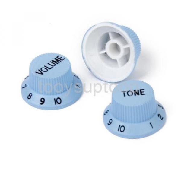 Sky Blue Pickup Covers Volume Tone Knob Switch Tip Set for Strat Guitar #3 image