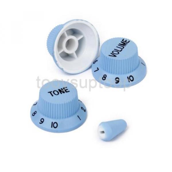 Sky Blue Pickup Covers Volume Tone Knob Switch Tip Set for Strat Guitar #4 image