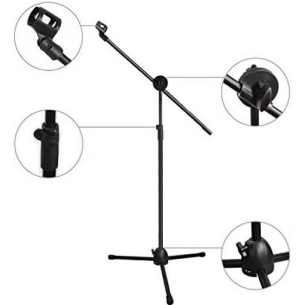 Ohuhu174; Microphone Stand Dual Mic Clip / Collapsible Tripod Boom Stand #2 image