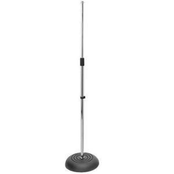Chrome Basic Microphone Stand Black Round Base Mic Stand - Standard - New #1 image