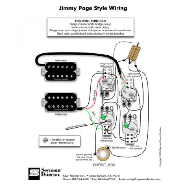 920D Jimmy Page Style Wiring Harness for Les Paul Bourns 500K Long Shaft Pots #5 image