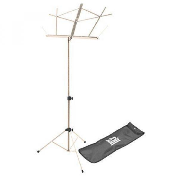 Folding Music Stand On Stage Music Stand Adjustable With Carrying Bag Chrome #1 image