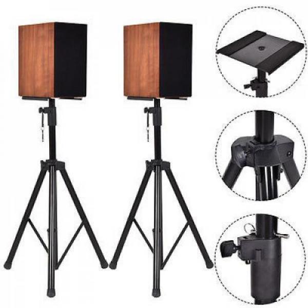 Pair Heavy Duty Adjustable Studio Monitor Speaker Stands Tripod Concert Band DJ #1 image