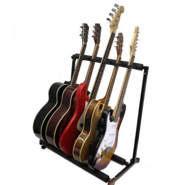 5 GUITAR STAND - MULTIPLE Five INSTRUMENT Display Rack Folding Padded Organizer #1 image