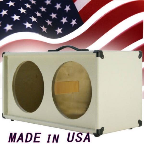 2x12 Guitar Speaker empty Cabinet White Texture Tolex Strait front shape #1 image