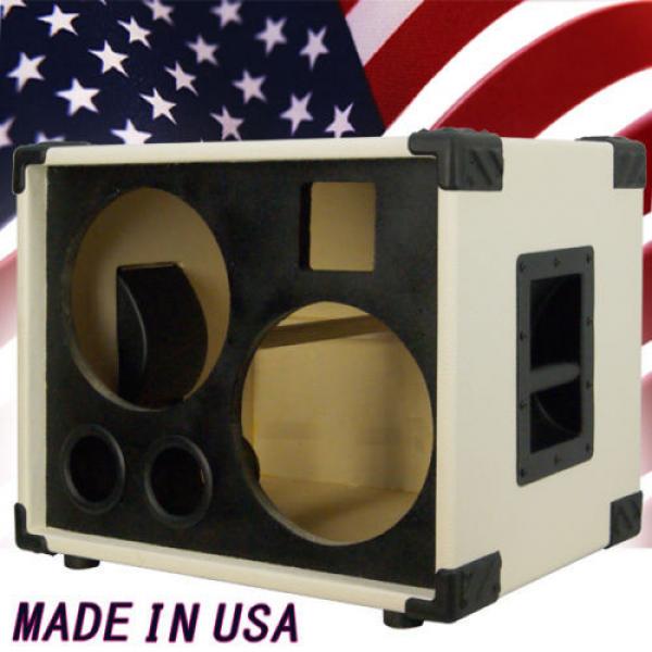 2X10 with tweeter Bass Guitar  Empty Speaker Cabinet Ivory White Tolex Blk Face #1 image
