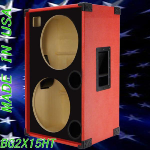 2X15 with Tweeter Empty Bass Guitar Speaker Cabinet Fire Red Tolex BG2X15HTFFRBf #1 image