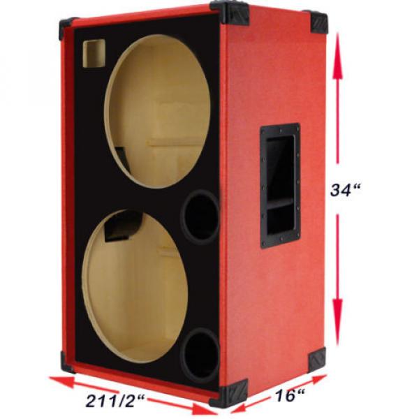 2X15 with Tweeter Empty Bass Guitar Speaker Cabinet Fire Red Tolex BG2X15HTFFRBf #2 image