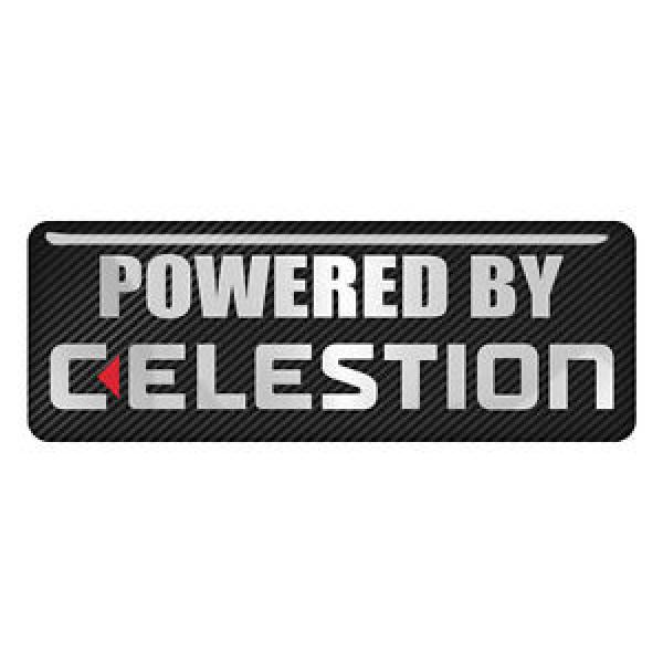 Powered By Celestion 4.25&#034;x1.5&#034; Chrome Domed Case Badge / Sticker Logo #1 image
