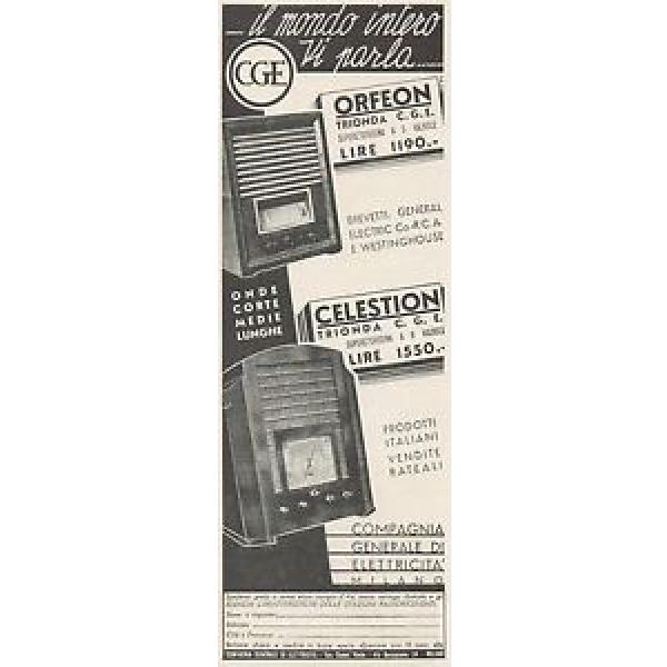 Z3062 Radio C.G.E. Orfeon &amp; Celestion - Pubblicità - 1936 old advertising #1 image