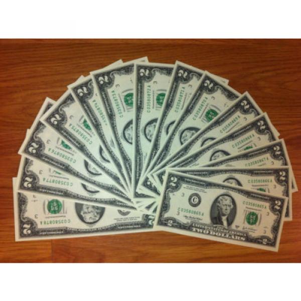 $2 x15 sequentially numbered. NEW CRISP BILLS TWO DOLLAR USA 2 DOLLAR REAL NOTES #5 image