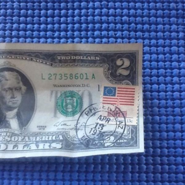 Uncirculated1976 $2 Two Dollar Bill Federal Reserve Note with Cancellation Stamp #3 image