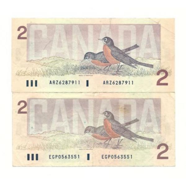 2 x 1986 CANADA TWO DOLLAR BANK NOTES #1 image