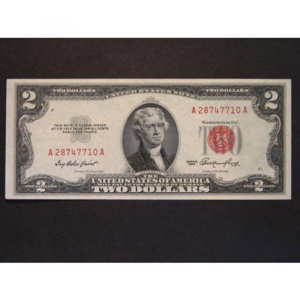 1953 $2 (TWO DOLLARS) FEDERAL RESERVE NOTE - CURRENCY – RED SEAL #1 image