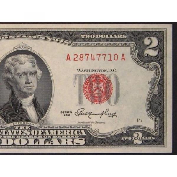 1953 $2 (TWO DOLLARS) FEDERAL RESERVE NOTE - CURRENCY – RED SEAL #3 image