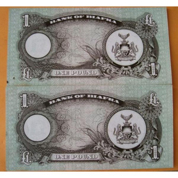 Two Uncirculated Consecutive One Pound Bank Of Biafra Notes #1 image