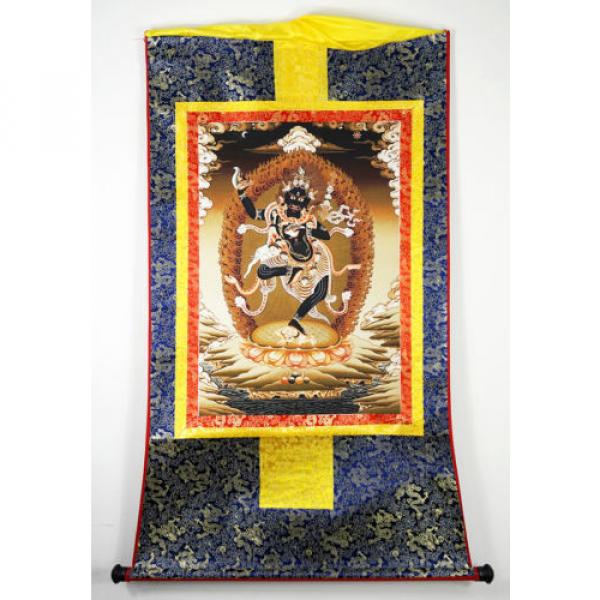 32 Inch Tibet Buddhist Thangka Wrathful Vajra Goddess Dakini Black Vajravarahi #3 image