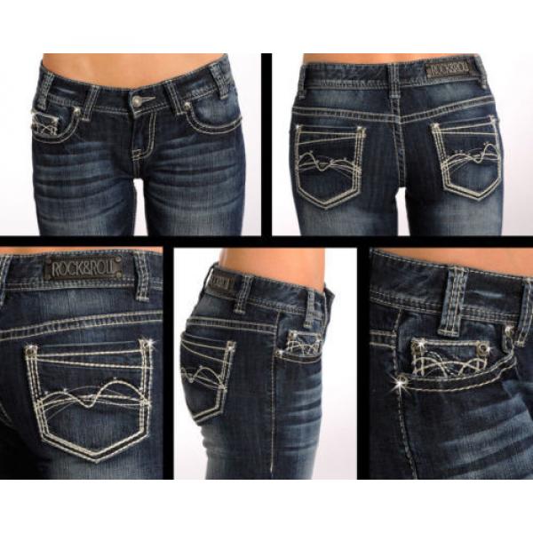 Rock &amp; Roll Women&#039;s Curved Line Embroidery Low Rise Boot Cut Jean W0-4484 #2 image