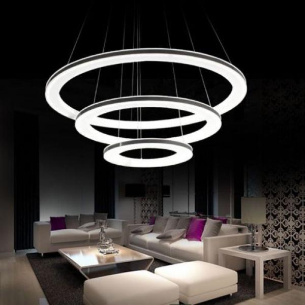 Modern Galaxy Acrylic Chandelier Rings Pendant LED Light Ceiling Lamp Lighting #1 image