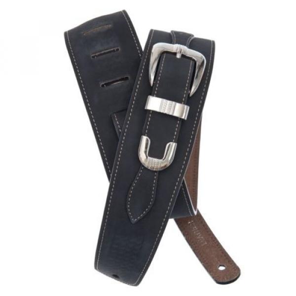D&#039;Addario - Planet Waves Guitar Strap  Leather  Black  Belt Buckle Style #1 image