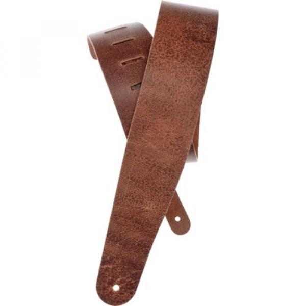 D&#039;Addario Planet Waves Blasted Leather Guitar Strap Brown #4 image