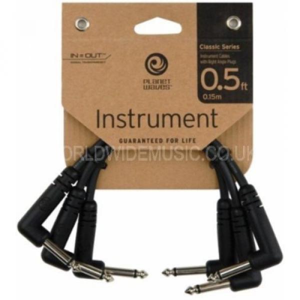 Planet Waves 6&#034; Instrument Patch Cables / Leads Right Angle Plugs - Pack of 3 #1 image