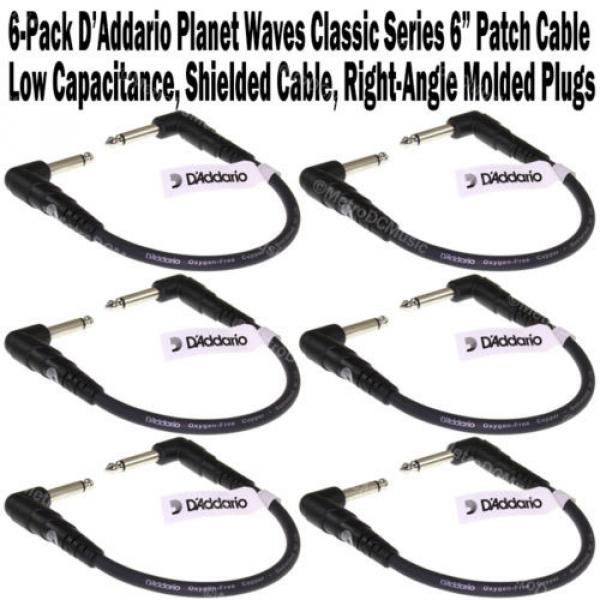 6-Pack Planet Waves 6&#034; Classic Right Angle Patch Cable Cord 1/4 Guitar D&#039;Addario #1 image