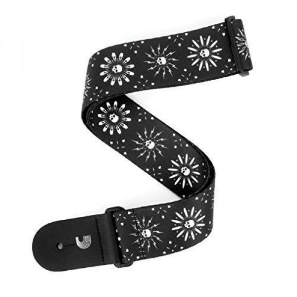 D&#039;Addario Planet Waves Woven Guitar Strap - leather end Skull Burst Black New / #1 image