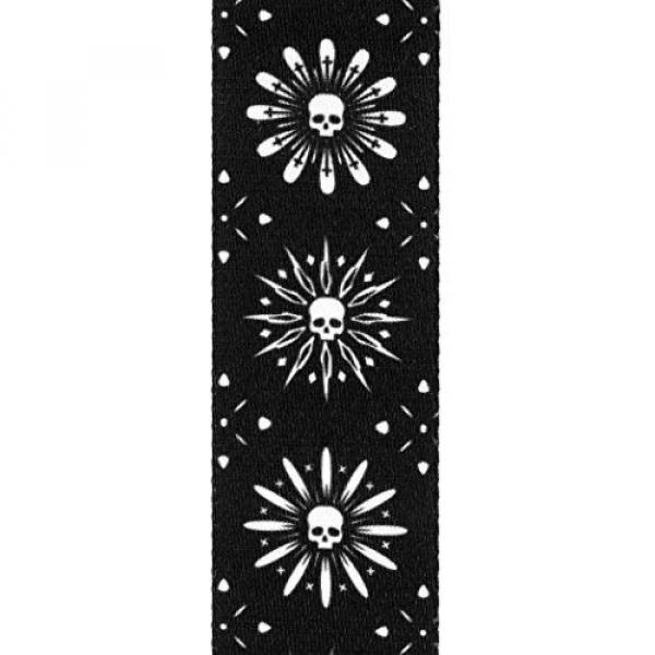 D&#039;Addario Planet Waves Woven Guitar Strap - leather end Skull Burst Black New / #2 image