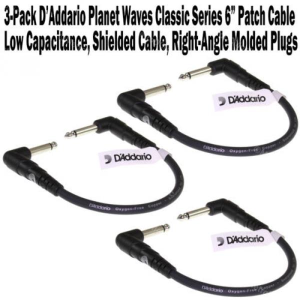 3-Pack Planet Waves 6&#034; Classic Right Angle Patch Cable Cord 1/4 Guitar D&#039;Addario #1 image