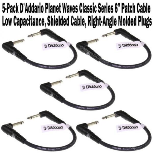 5-Pack Planet Waves 6&#034; Classic Right Angle Patch Cable Cord 1/4 Guitar D&#039;Addario #1 image