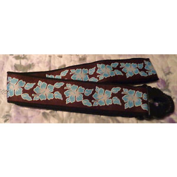 Planet Waves Woven Locking Guitar Strap - Blue and brown flower design #1 image