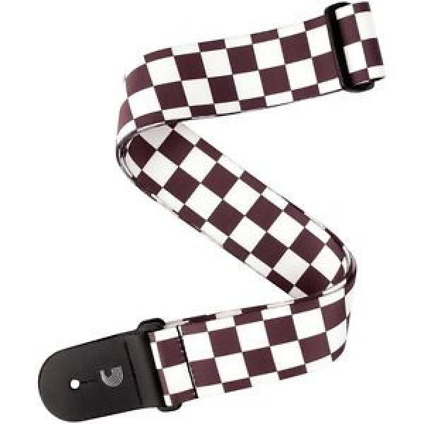 D&#039;Addario Planet Waves Guitar Strap - leather end ; Black &amp; White Checkerboard #1 image