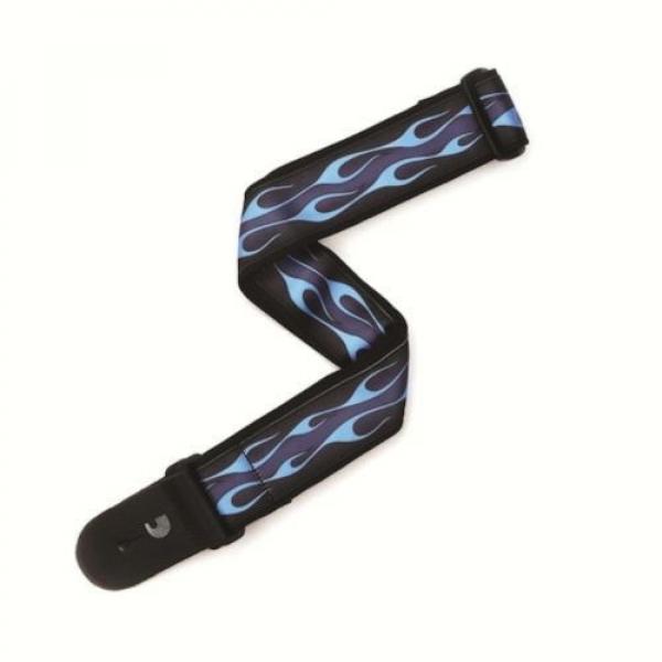 Planet Waves Woven Guitar Strap - leather end ; Hotrod Flame Blue #1 image