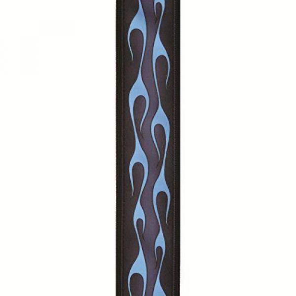 Planet Waves Woven Guitar Strap - leather end ; Hotrod Flame Blue #2 image