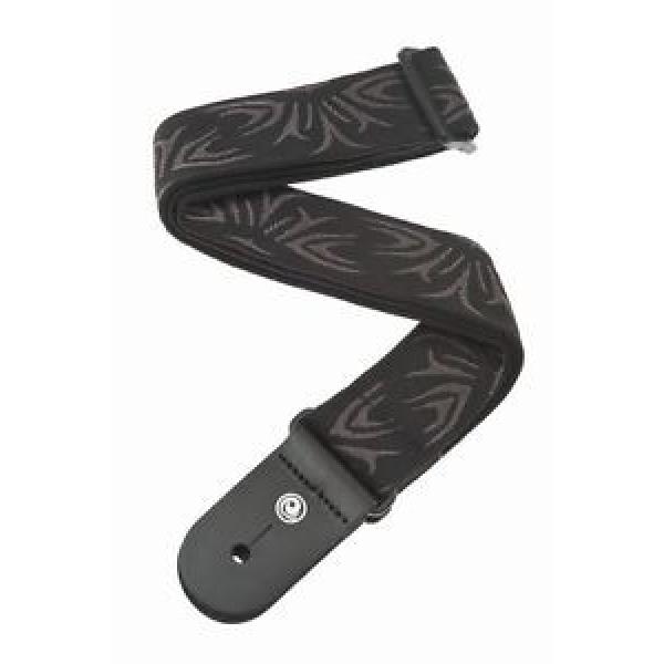 Planet Waves Woven Guitar Strap, Black/Gray Tattoo Design, Adjustable Length #1 image