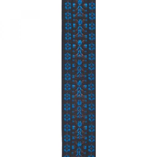 Planet Waves 50G05  Guitar Strap Hootenanny Blue/Black + White Leather Ends #3 image