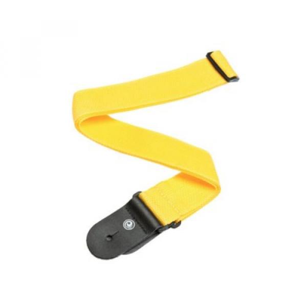 New Planet Waves Yellow Poly Guitar Strap with Leather Ends - Adjustable #2 image