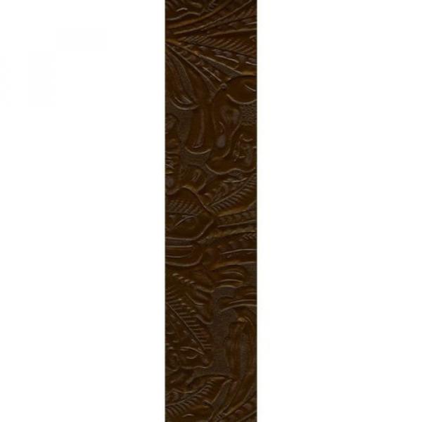 D&#039;Addario Planet Waves Embossed Leather Guitar Strap Brown #3 image